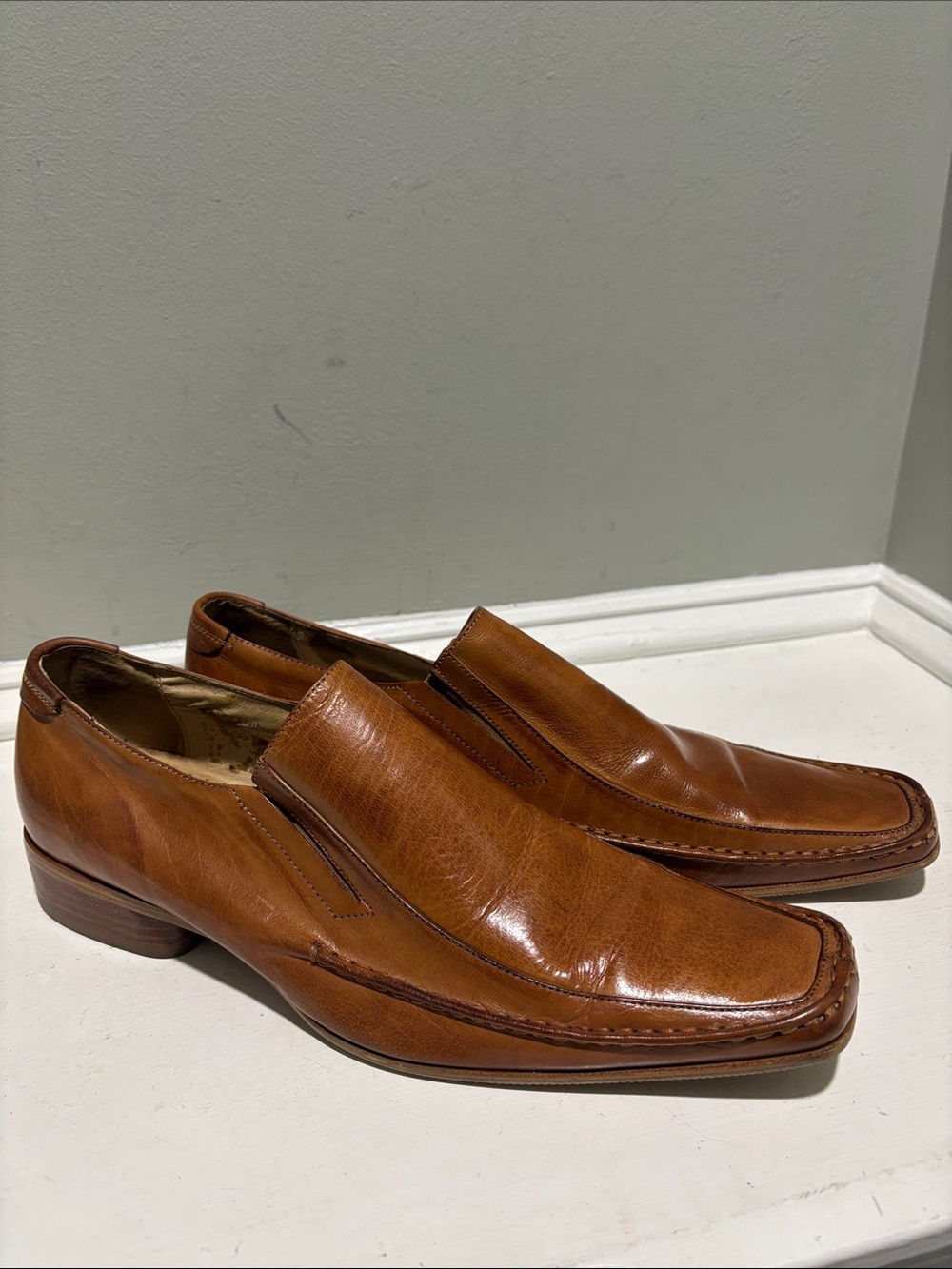 Fratelli Select Genuine Leather Men's Slip-On Brown Dress Loafers - size 9.5